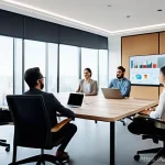 글로벌 비즈니스 직무별 업무 노하우 - **Prompt:** A diverse team of professionals from various global backgrounds (e.g., a woman from Spai...