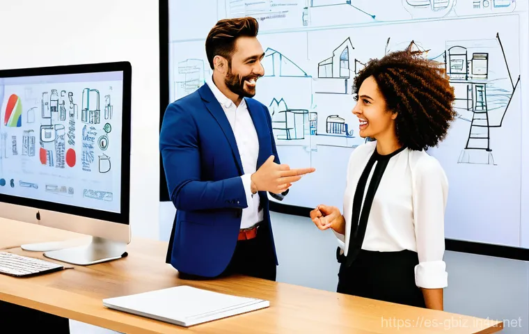 글로벌 비즈니스 직무별 업무 노하우 - **Prompt:** A diverse team of professionals from various global backgrounds (e.g., a woman from Spai...