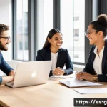 글로벌 비즈니스 자격증 수험생 커뮤니티 - **Prompt:** A diverse group of four professionals, two men and two women of varying ages (25-45) rep...