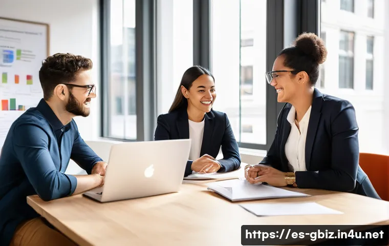 글로벌 비즈니스 자격증 수험생 커뮤니티 - **Prompt:** A diverse group of four professionals, two men and two women of varying ages (25-45) rep...